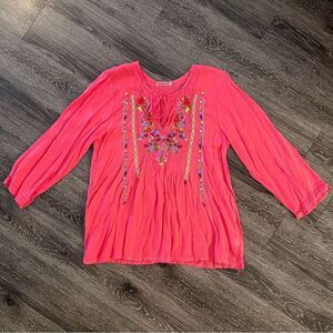 Johnny Was Long Sleeve Pink Blouse